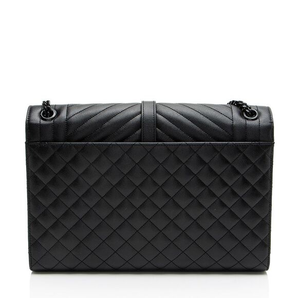 Saint Laurent Mixed Matelasse Grain de Poudre Monogram Large Shoulder Bag - Picture 3 of 11